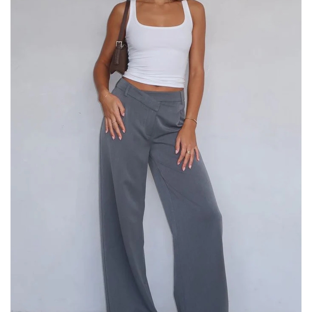 NWT White Fox Boutique Charcoal Wide-Leg Pants